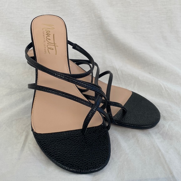 Vintage Nanette Lepore Black Strappy Kitten Heel Sandals - Picture 1 of 7